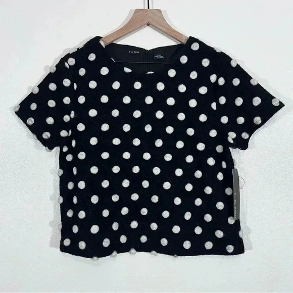 NWT K by Kersh Black and White Polka Dot Wool Blend Top - Picture 1 of 5